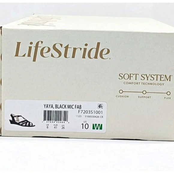 LifeStride Yaya Women's Strappy Wedge Sandals Black Size 10 W (MSRP $70) - Picture 8 of 8